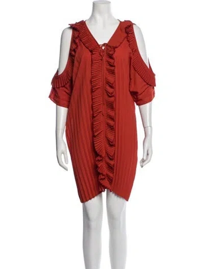 Pre-owned Delfi Collective V-neck Mini Dress In Red