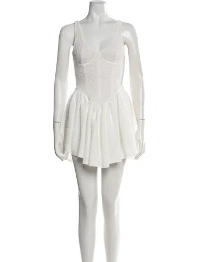 Pre-owned Delfi Collective V-neck Mini Dress In White