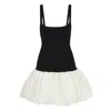 Delfi Collective Luna Bubble-hem Midi Dress In Black/white