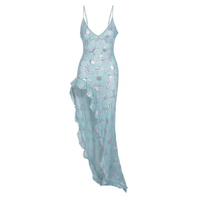 Delfi Collective Women's Blue Lara Aqua Ruffle Dress