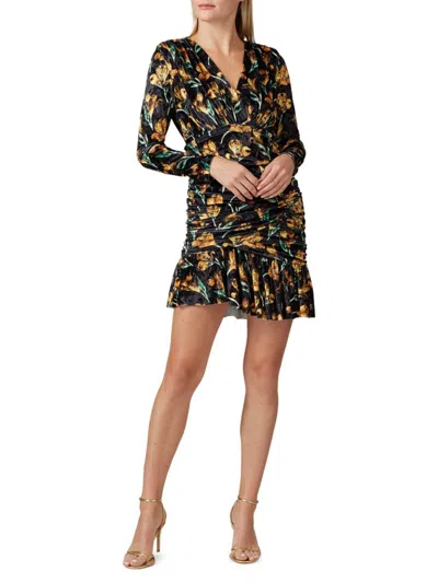 Delfi Collective Women's Velvet Floral Mini Dress In Black