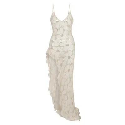Delfi Collective Women's White Lara Ivory Ruffle Dress
