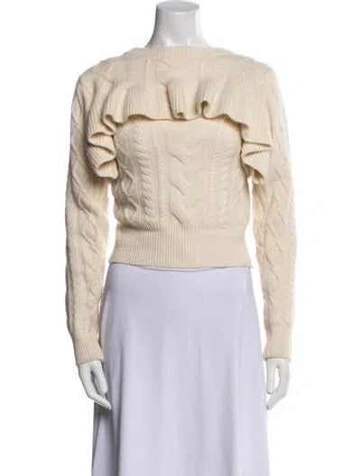 Pre-owned Delfi Collective Wool Bateau Neckline Crop Top In Neutral