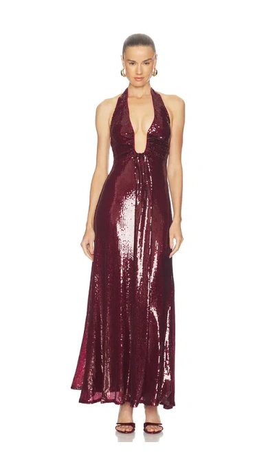 Delfi Fernanda Dress In Burgundy