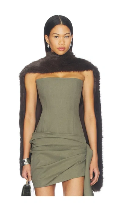 Delfi Kari Faux Fur Scarf In Brown