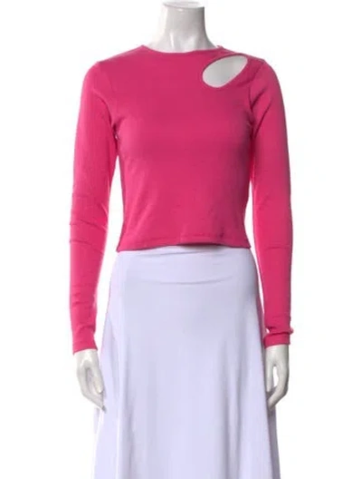 Pre-owned Delfina Balda Bateau Neckline Long Sleeve Crop Top W/ Tags In Pink