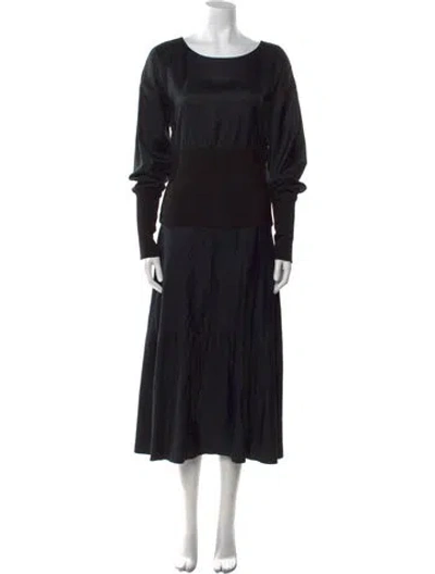 Pre-owned Delfina Balda Scoop Neck Long Dress In Black