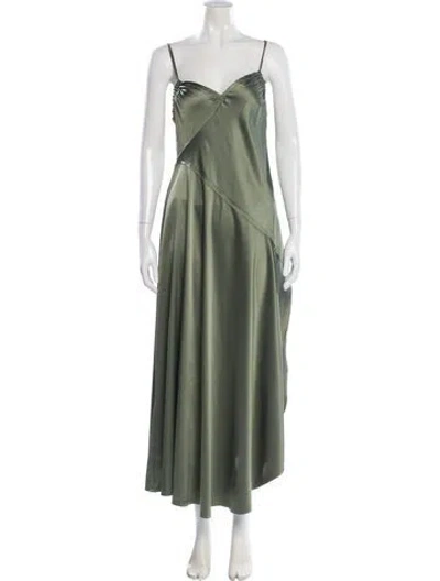 Pre-owned Delfina Balda Square Neckline Long Dress In Green