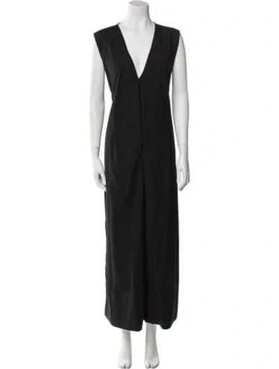 Pre-owned Delfina Balda V-neck Jumpsuit In Black