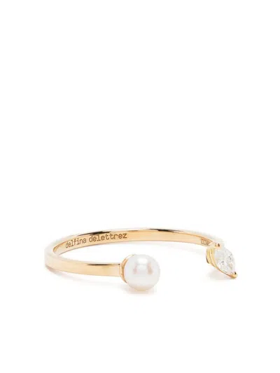 Delfina Delettrez 18kt Yellow Gold Diamond And Pearl Ring In Silver