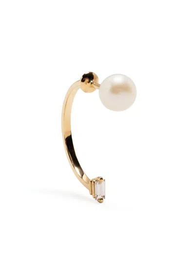 Delfina Delettrez 18kt Yellow Gold Dots Diamond And Pearl Earring