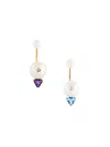 Delfina Delettrez 18kt Gold Trillion Diamond, Pearl And Topaz Earrings In White