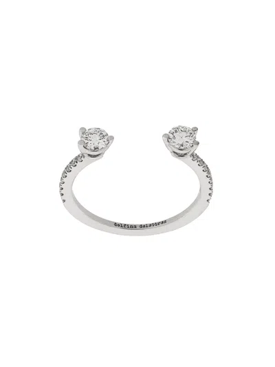 Delfina Delettrez 18kt White Gold Dots Diamond Pave Ring In Silver