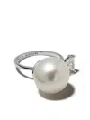 Delfina Delettrez 18kt White Gold Pearl & Triangle Diamond Ring In Gold