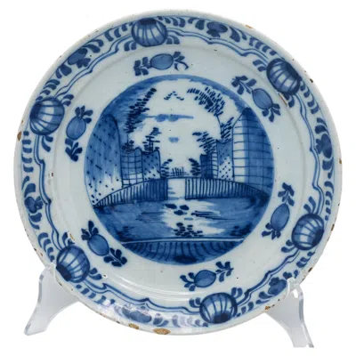 Pre-owned Delft Antique Dutch  Blue And White Earthenware Plate, 18th Century