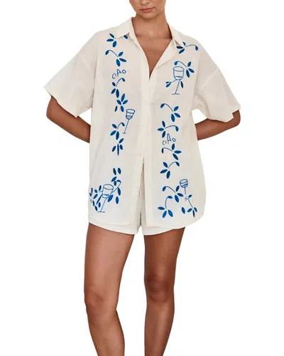 Deli S 2pc Shirt & Short Set In Beige & Blue