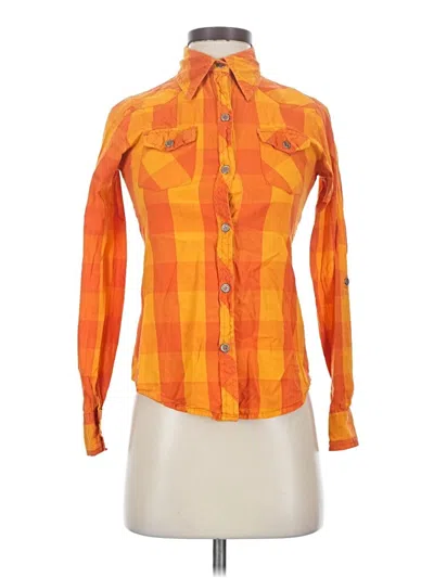 Pre-owned Delia's Long Sleeve Button Down Shirt In Orange