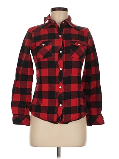 Pre-owned Delia's Long Sleeve Button Down Shirt In Red