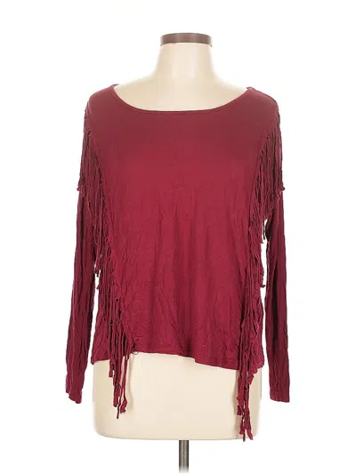 Pre-owned Delia's Long Sleeve Top Burgundy Cold Shoulder Neckline Tops