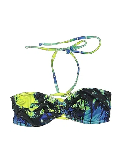Pre-owned Delia's Swimsuit Top Green Print Pattern Swimwear