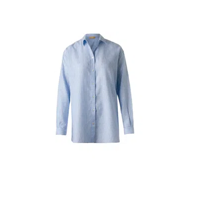 Delicate Women's Blue / White Blue Striped Linen Shirt