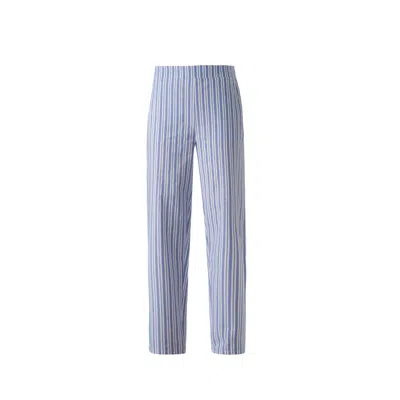 Delicate Women's Blue / White Striped Cotton Pants In Blue/white