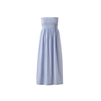 Delicate Women's Smock Blue Striped Dress