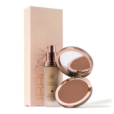 Delilah Brown / Neutrals Bronze & Glow Collection - Bronzer & Pure Light Liquid Illuminator - Halo With Medi