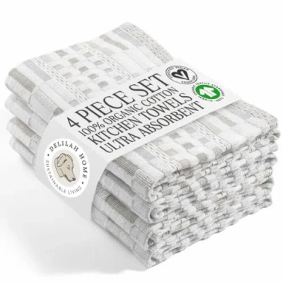 Delilah Home 100 Organic Cotton Kitchen Towels In Gray