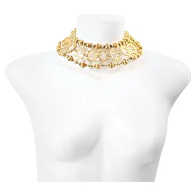 Pre-owned Delillo Vintage  Gold Tone Choker Necklace, 1970s Art Nouveau & Deco In Multi