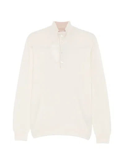 Della Ciana Button-up High-neck Sweater In White