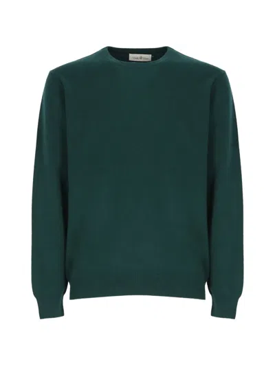 Della Ciana Crew-neck Ribbed-trim Sweater In Green