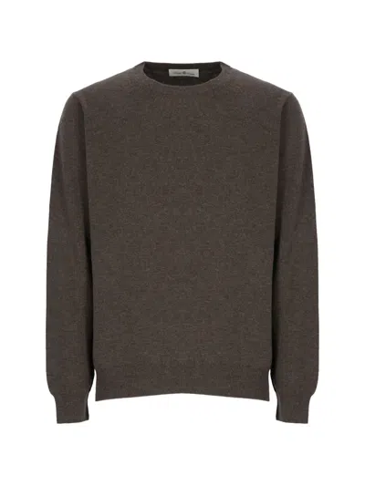 Della Ciana Crew-neck Ribbed-trims Sweater In Animal Print