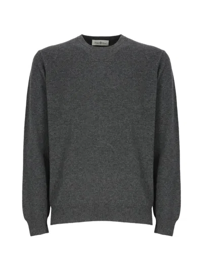 Della Ciana Crew-neck Ribbed-trims Sweater In Gray