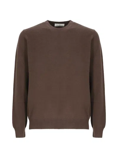 Della Ciana Fine-knit Crew-neck Sweater In Brown