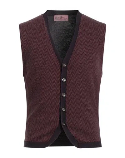 Della Ciana Man Cardigan Burgundy Size 40 Merino Wool, Cashmere In Brown