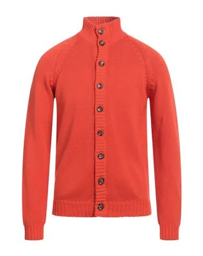 Della Ciana Man Cardigan Orange Size 42 Cotton