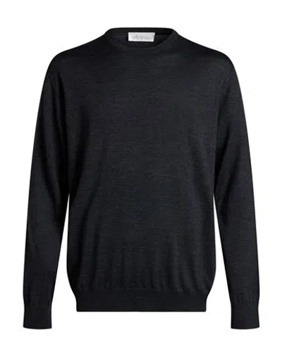 Della Ciana Man Sweater Charcoal Size 44 Merino Wool In Animal Print