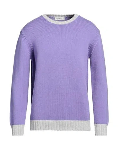 Della Ciana Man Sweater Mauve Size 46 Merino Wool, Cashmere In Purple