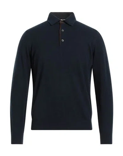 Della Ciana Man Sweater Midnight Blue Size 38 Cashmere, Ovine Leather