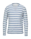 Della Ciana Man Sweater Pastel Blue Size 50 Linen, Tussah Silk In Blue