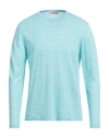 Della Ciana Man Sweater Turquoise Size 48 Linen In Blue