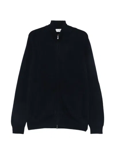 Della Ciana Ribbed Zip-up Cardigan In Blue