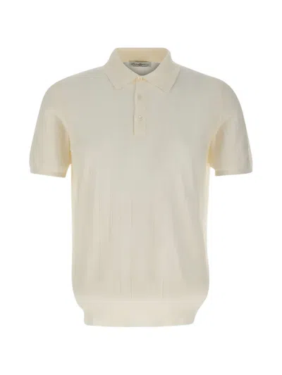 Della Ciana Ribbed-knit Polo Shirt In White