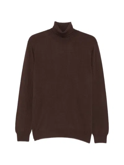 Della Ciana Roll-neck Knitted Sweater In Brown