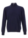 Della Ciana Zip Stand-up Collar Sweater In Blue