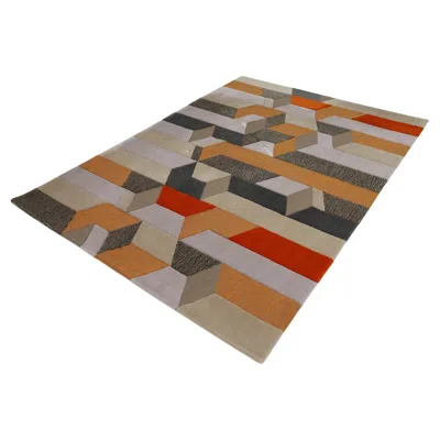 Pre-owned Della Robbia Ascent Wool Rug By , Hand-tufted, Geometric Design, Italy In Brown