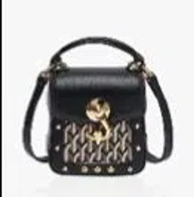 Dell'est Mini Gotica Pattern Handbag In Black