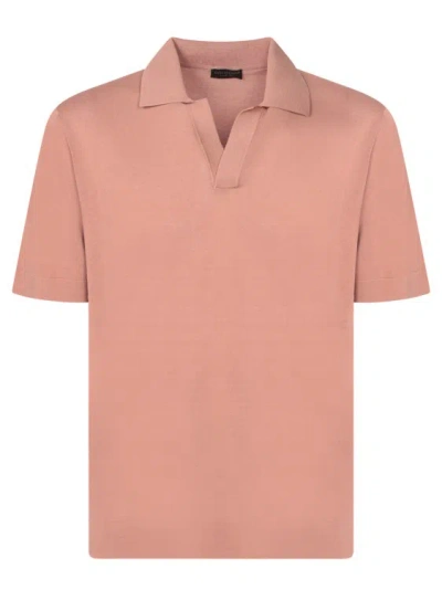 Dell'oglio Antique Pink Crepe Polo Shirt