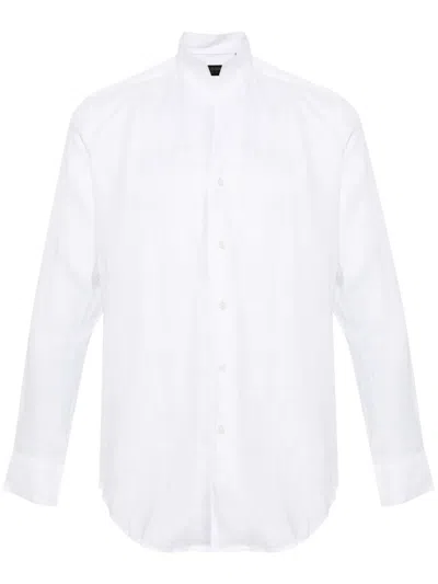 Dell'oglio Band-collar Linen Shirt In White